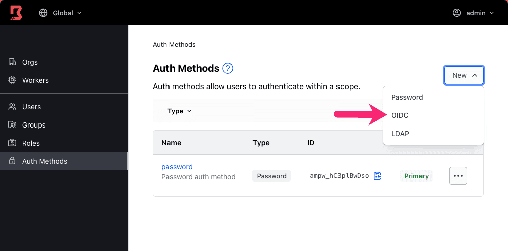 Admin Console New Auth Method